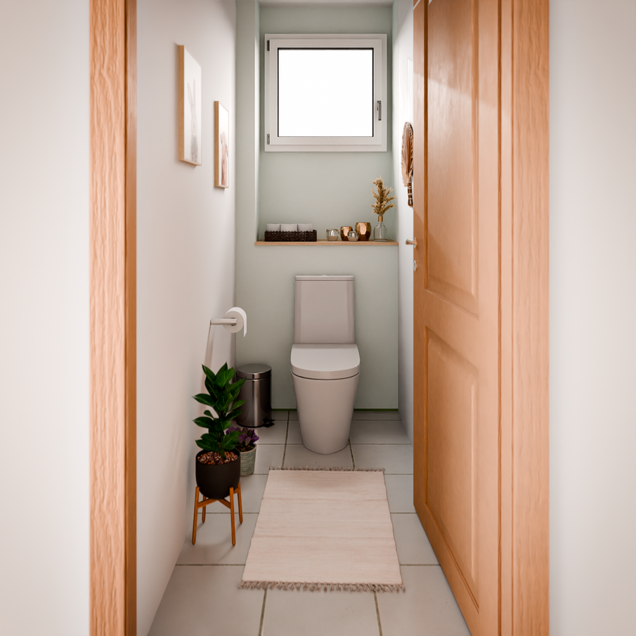 Toilettes zen avec des plantes