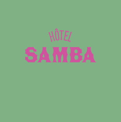 typographie Hôtel Samba rose sur fond vert