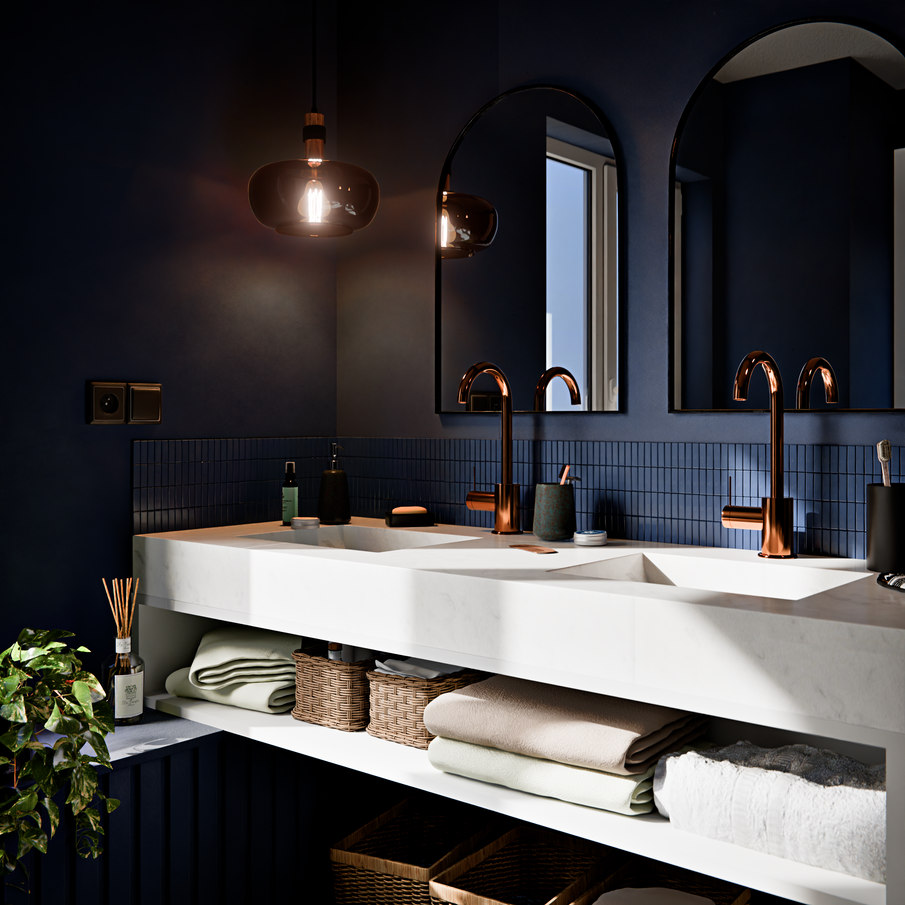Salle de bain Future Dusk chic inspiration Spa couleur bleu foncé