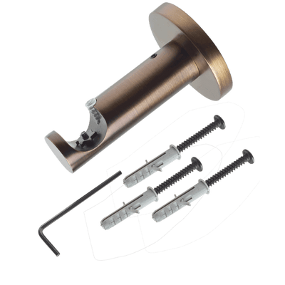 Support barre à rideau Glacage Choco brosse Métal brossé