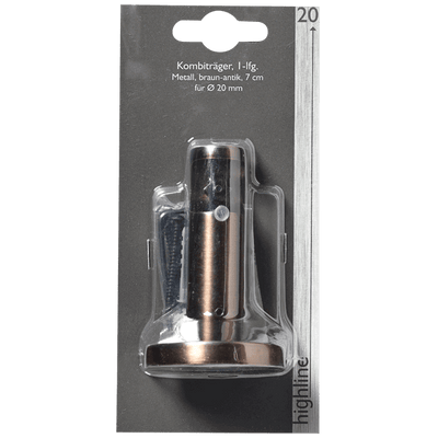 Support barre à rideau Glacage Choco brosse Métal brossé