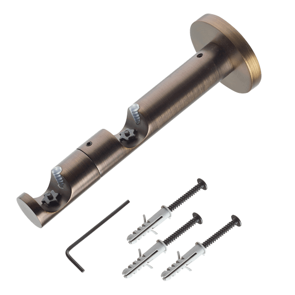 Support barre à rideau Glacage Choco brosse Métal brossé