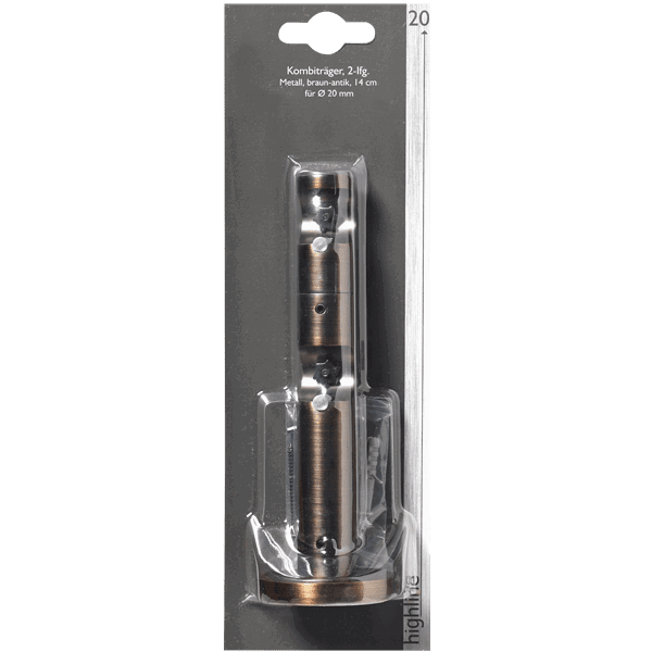 Support barre à rideau GLACAGE chocolat 2 cm de 8,0 à 14 cm