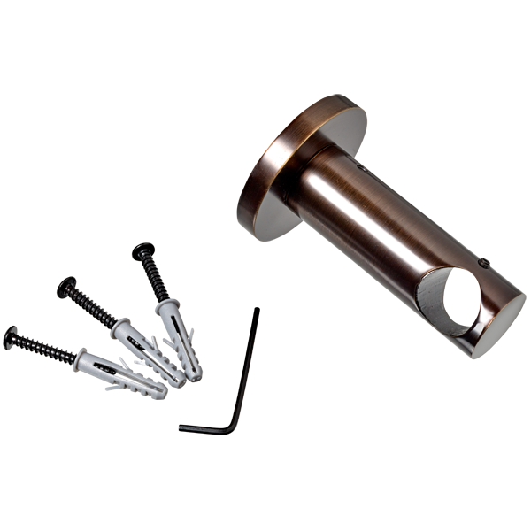 Support barre à rideau Glacage Choco brosse Métal brossé