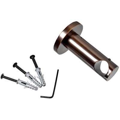 Support barre à rideau Glacage Choco brosse Métal brossé