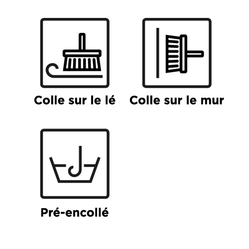 Dessins des différents modes d'application de la colle sur papier peint