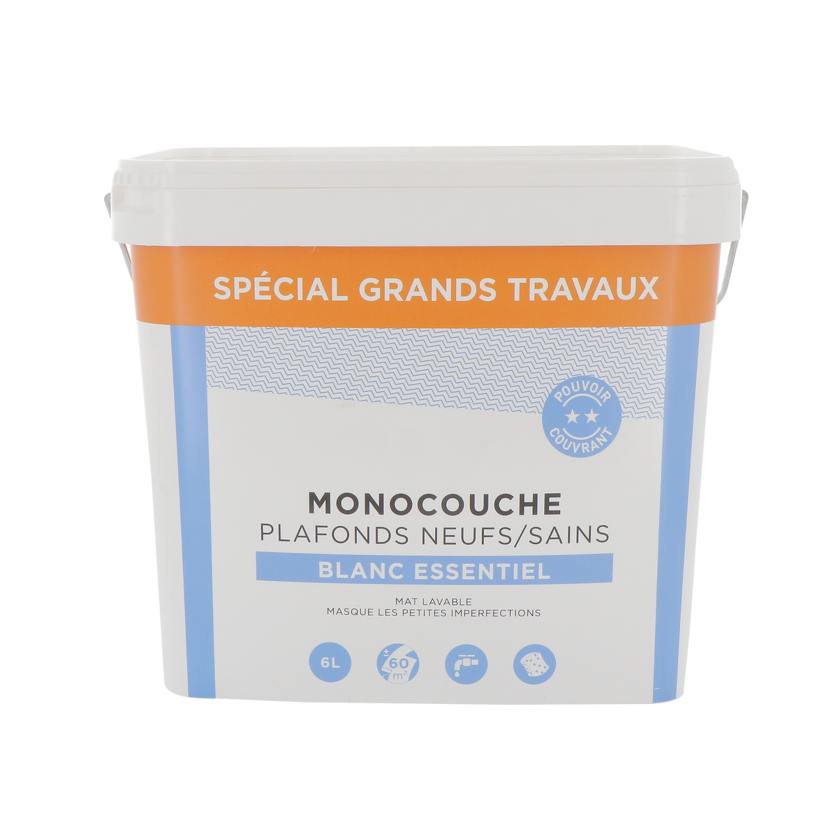 4MURS Peinture Monocouche plafonds essentiel Blanc Mat 6L