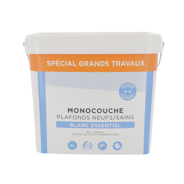 Peinture MONOCOUCHE PLAFONDS ESSENTIEL Peinture blanc 6 L