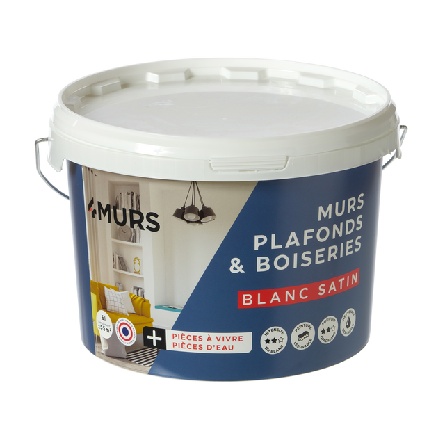 4MURS Peinture MURS ET PLAFONDS Peinture blanc Satiné 5 L