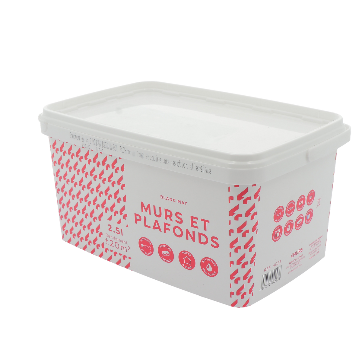 4MURS Peinture Murs et plafonds prix malin Blanc Mat 2,5L