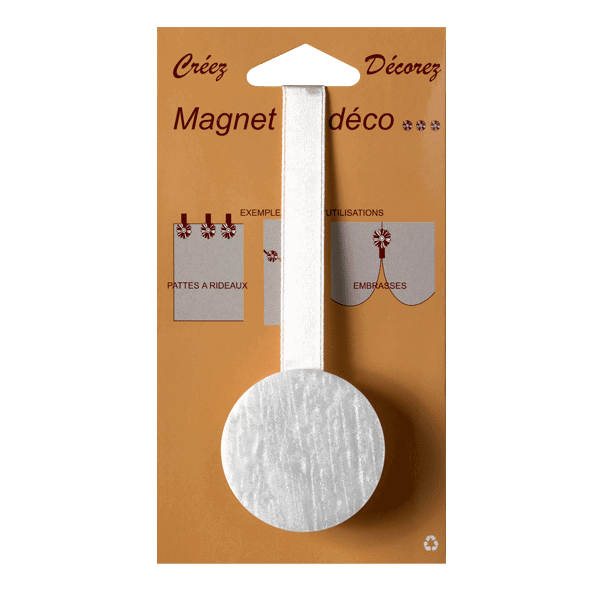 Embrasse aimantée Nacre ronde Blanc nacré Plastique