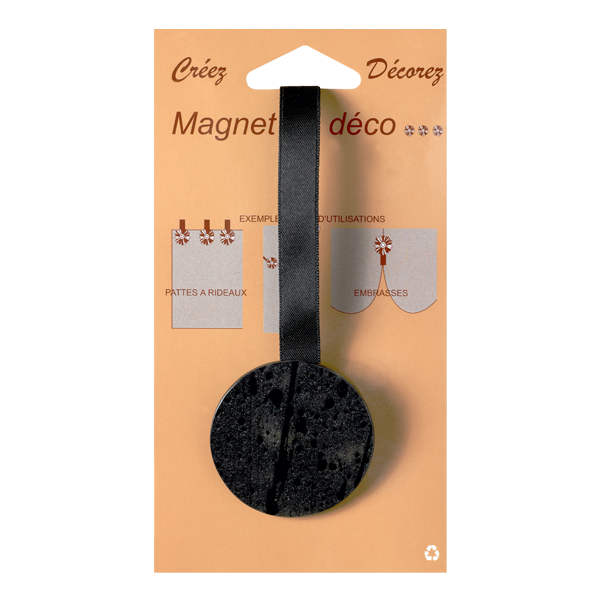 Embrasse aimantée Nacre ronde Noir Plastique