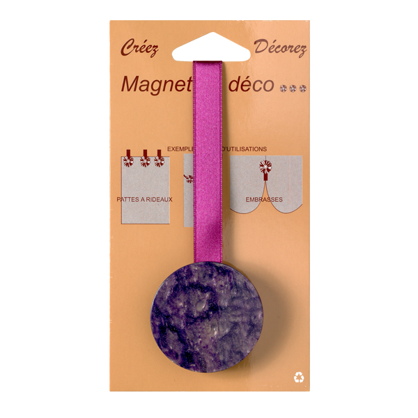 Embrasse aimantée Nacre ronde Aubergine Plastique