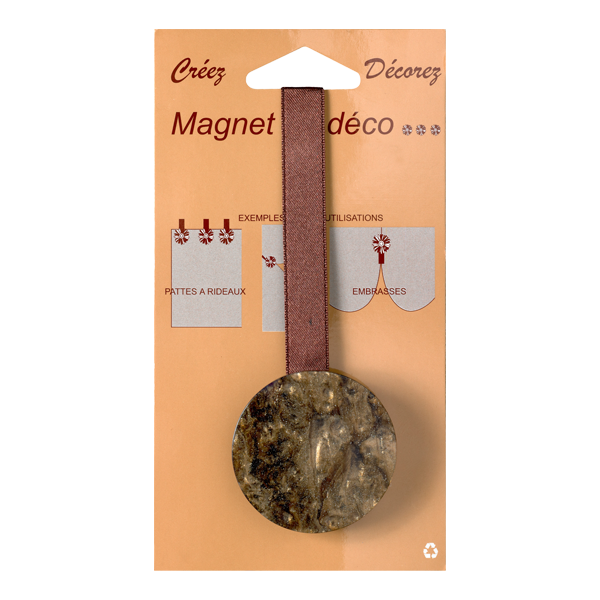 Embrasse aimantée NACRE RONDE coloris marron