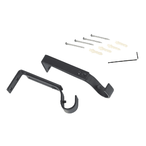 Support barre à rideau Obsidienne Noir Mat