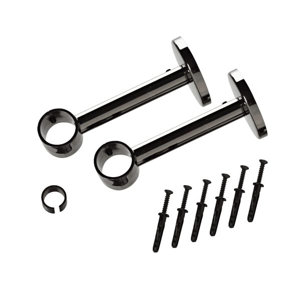 Support barre à rideau ONYX noir miroir 1,9 cm de 9,0 à 14 cm