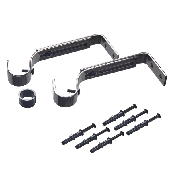 Support barre à rideau ONYX noir miroir 1,9 cm de 11,5 à 15,5 cm