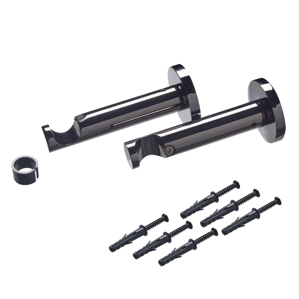 Support barre à rideau Onyx Nickel noir Métal brillant