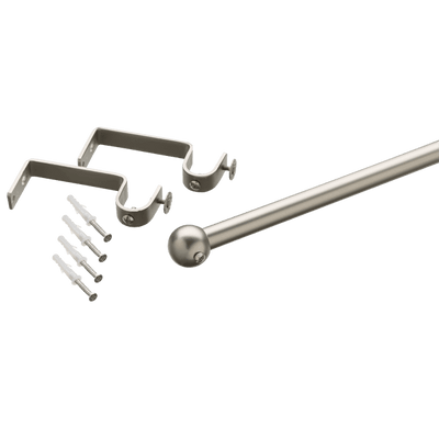 Kit barre à rideaux Rondina Satin nickel Métal brossé