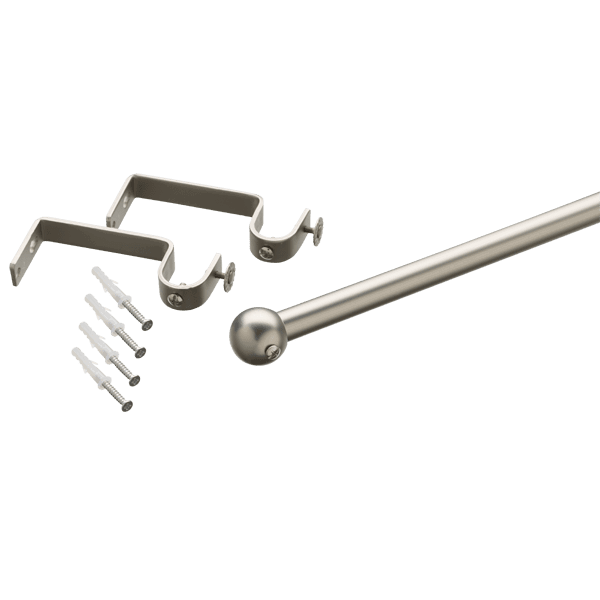 Kit barre à rideaux Rondina Satin nickel Métal brossé