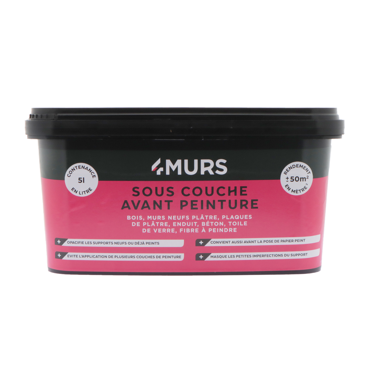 4MURS Peinture Sous couche avant peinture Blanc Mat 5L