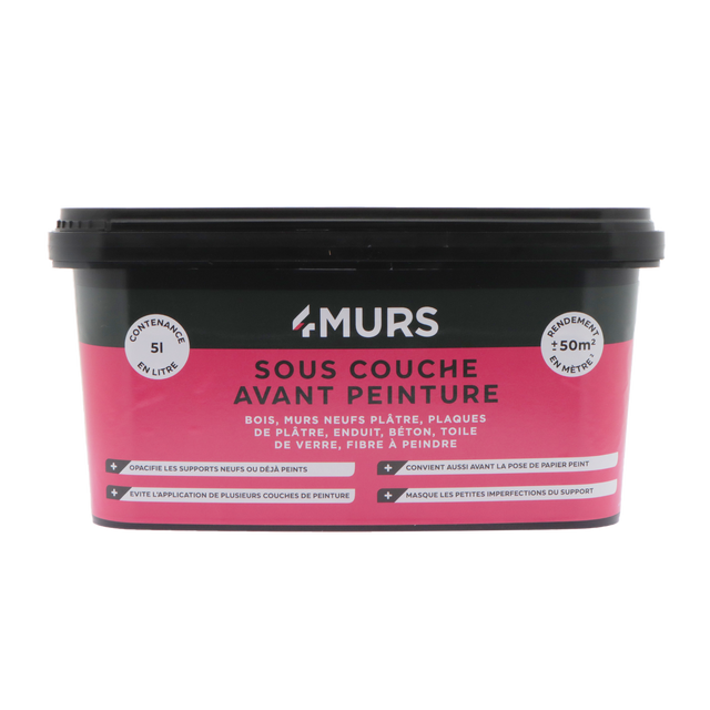 4MURS Peinture SOUS COUCHE AVANT PEINTURE Peinture blanc 5 L