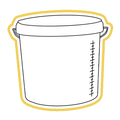 Dessin d'un seau de colle rond et gradué