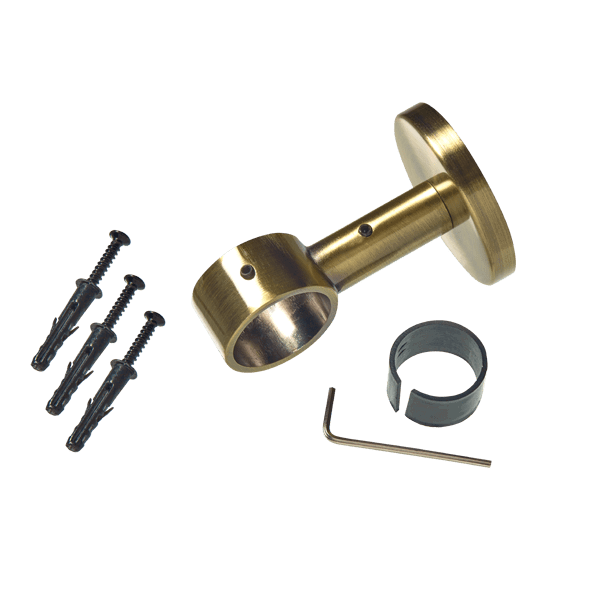 Support barre à rideau TOMBAC laiton vieilli 2,8 cm 6,5 cm