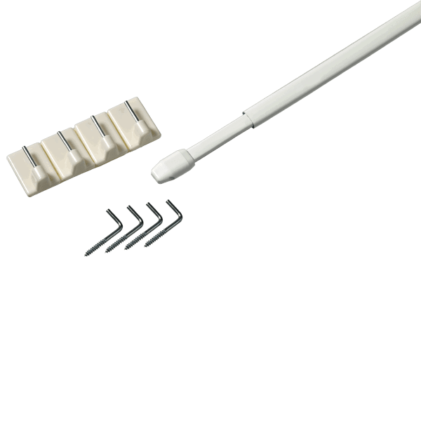 Kit barre à rideau vitrage VITRAGE PLAT blanc de 60,0 à 90 cm