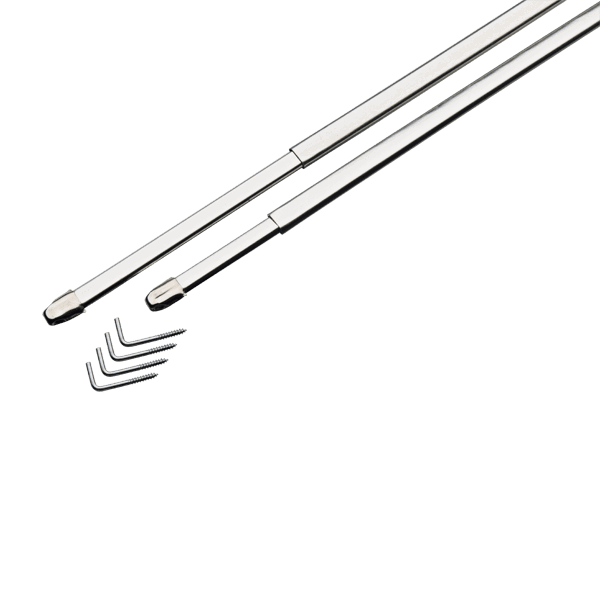 Kit barre à rideau vitrage VITRAGE PLAT argent de 40,0 à 60 cm