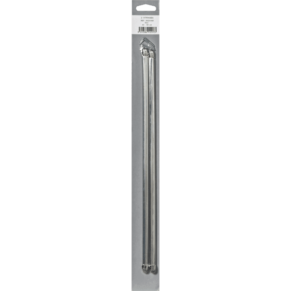 Kit barre à rideau vitrage Vitrage plat Argent Métal brillant