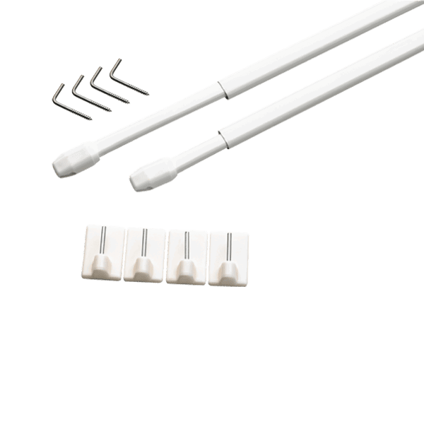 Barre à rideau vitrage VITRAGE PLAT blanc de 40,0 à 60 cm