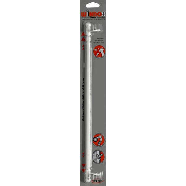Kit barre à rideau vitrage WINDOROD blanc 0,9 cm de 40,0 à 60 cm