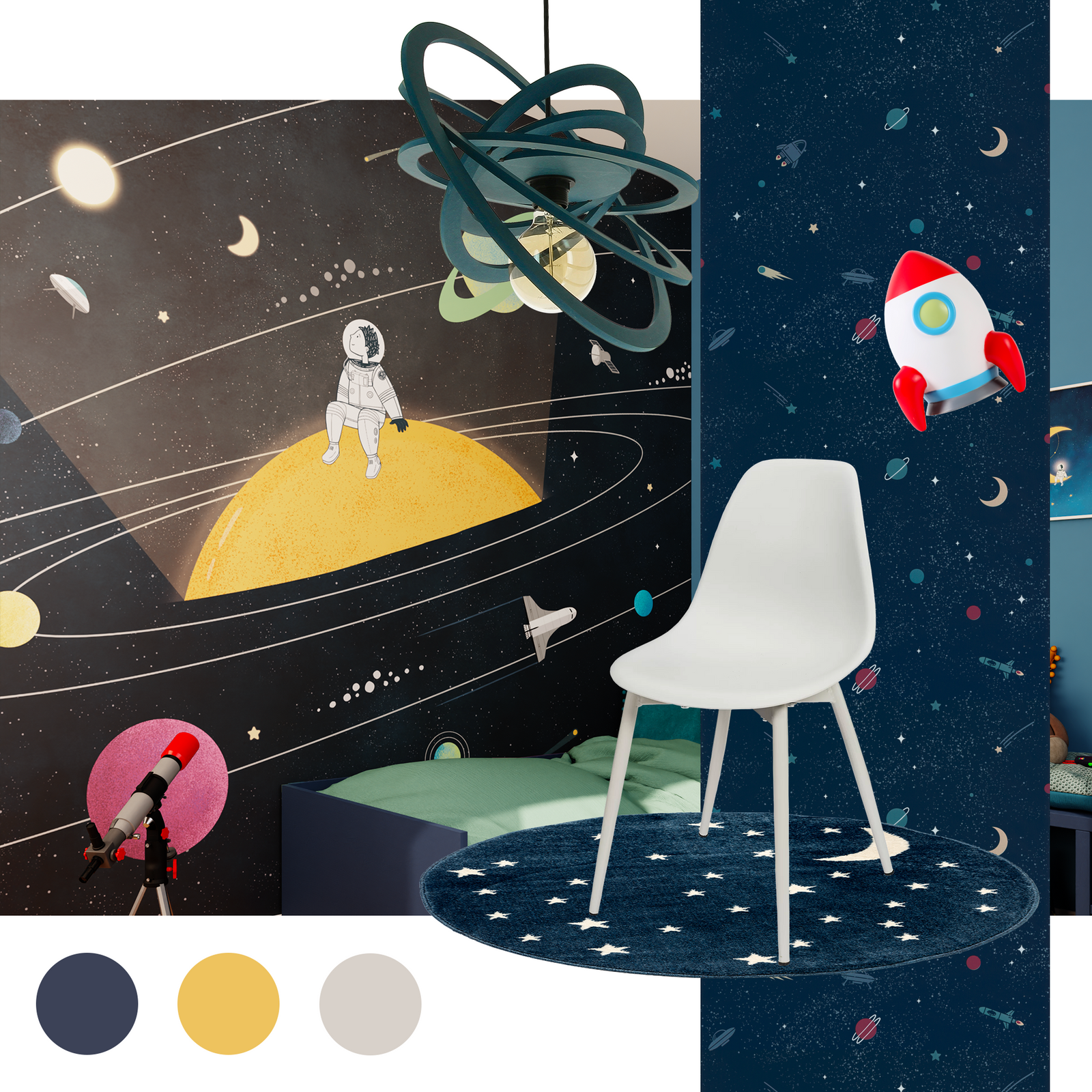 montage inspiration déco chambre enfant astronaute