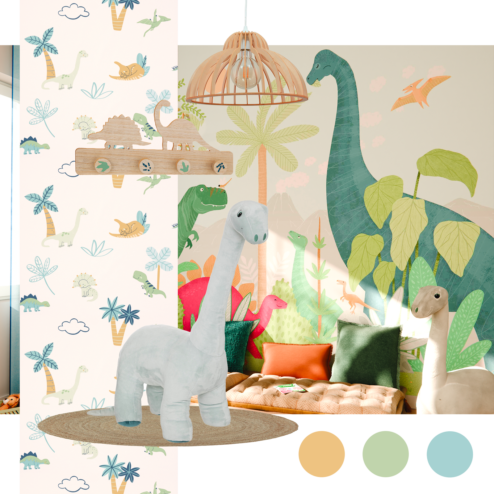 montage inspiration déco chambre enfant dinosaures