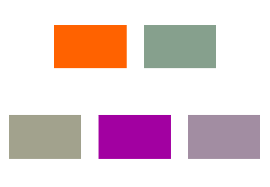 Cinq cadres de couleurs en contraste de couleur saturée et désaturée