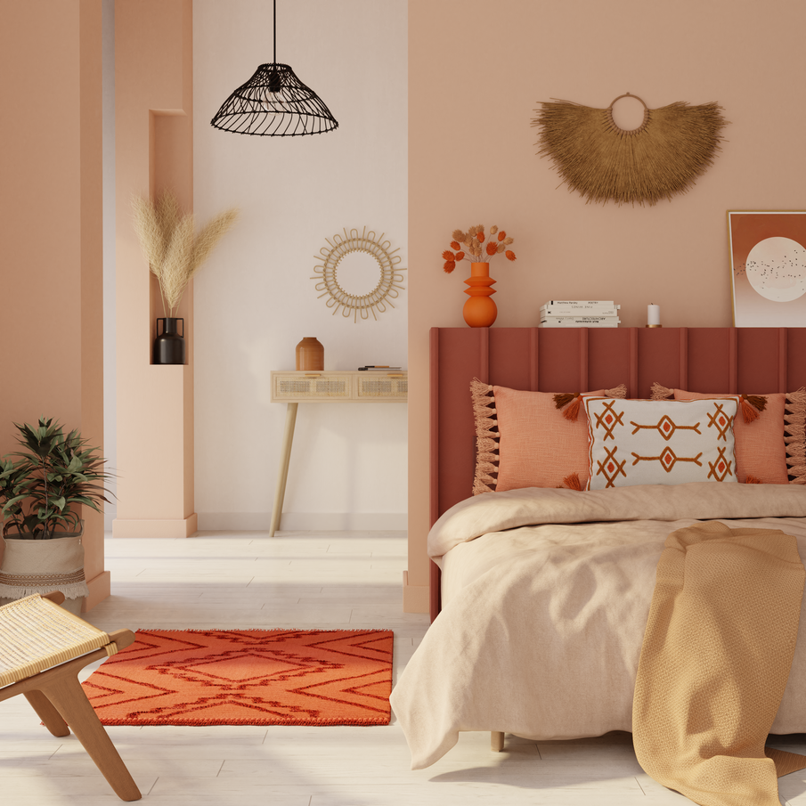 Déco chambre bohème terracotta