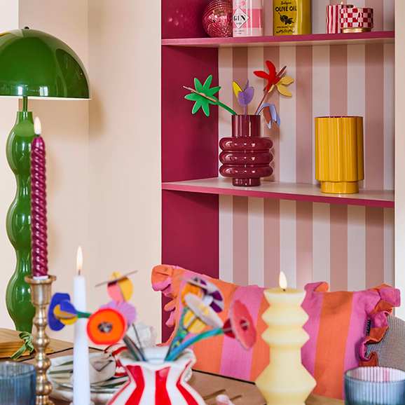 Objets déco fantaisie motif rayures et tons roses