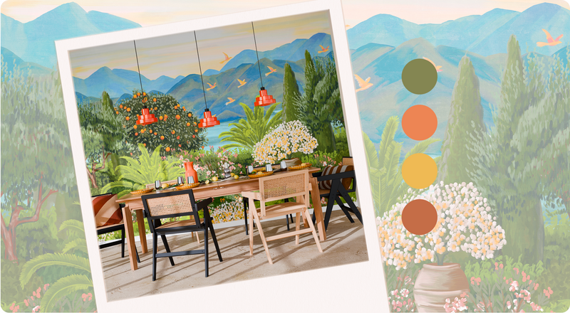 Papier peint panoramique paysage italien Bellagio, déco salle à manger 