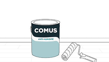 Dessin d'un pot de peinture anti-humidité Comus