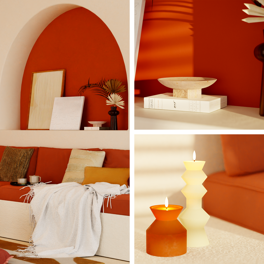 Montage quatre ambiances aux tons rouges