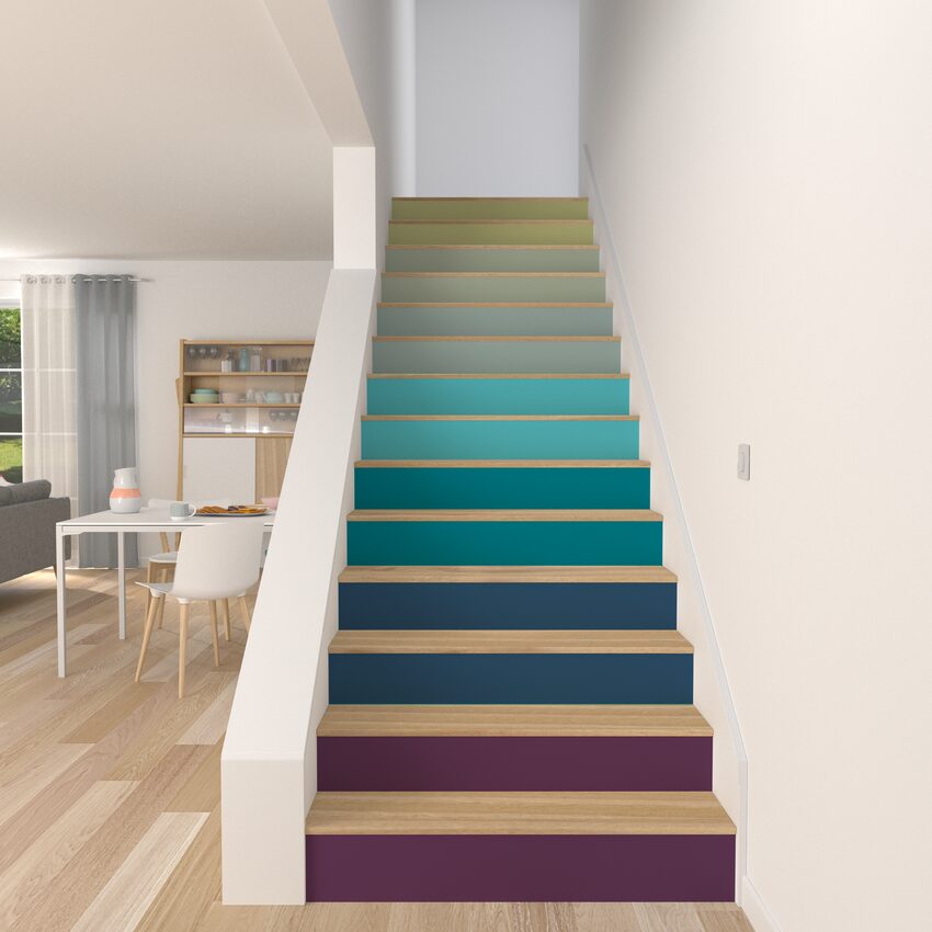 escaliers avec dégradé de couleurs en peinture