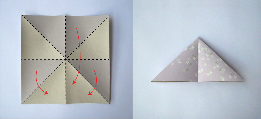 plier l'origami en un triangle
