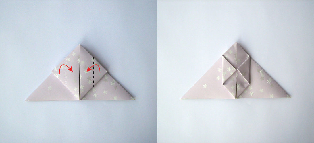 plier les pointes du losange de l'origami