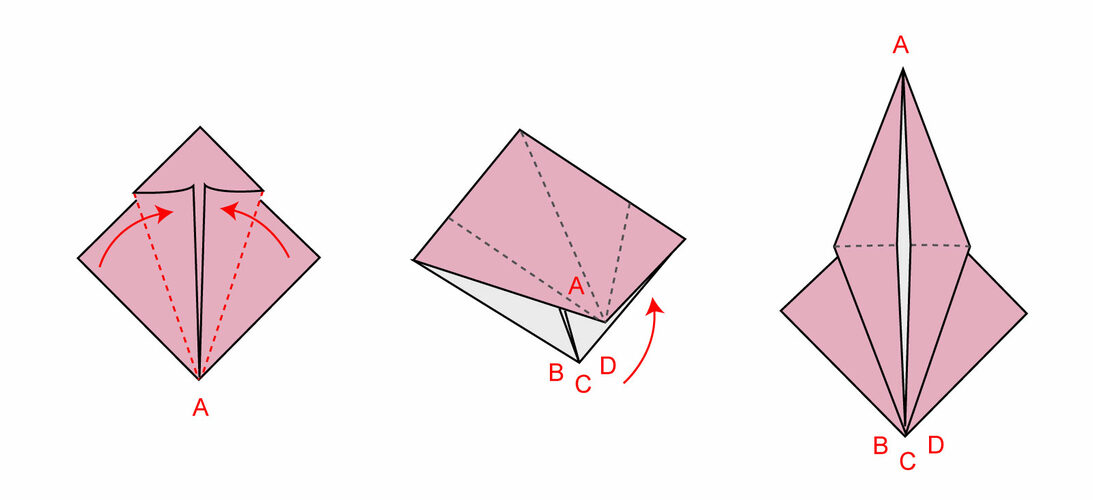 former un losange allongé en origami