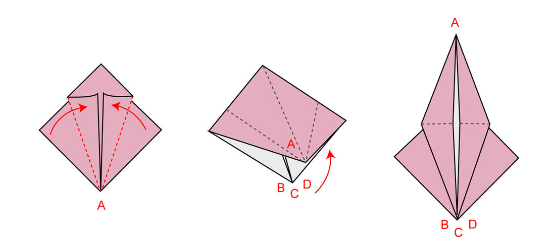 former un losange allongé en origami