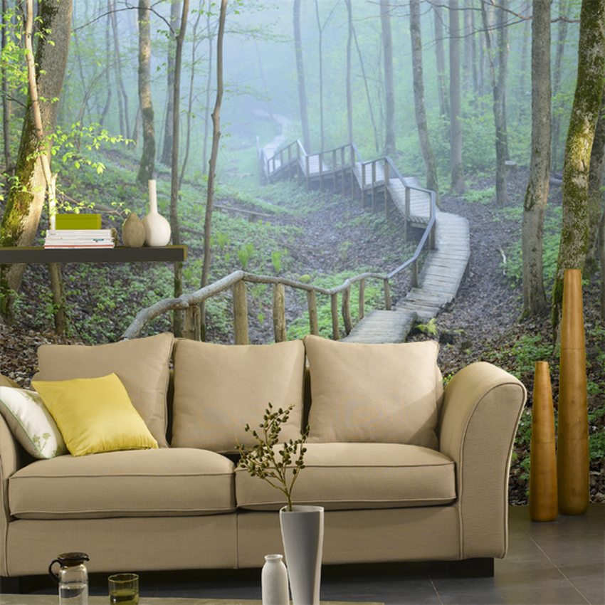 salon nature avec décor mural Infinity stairs