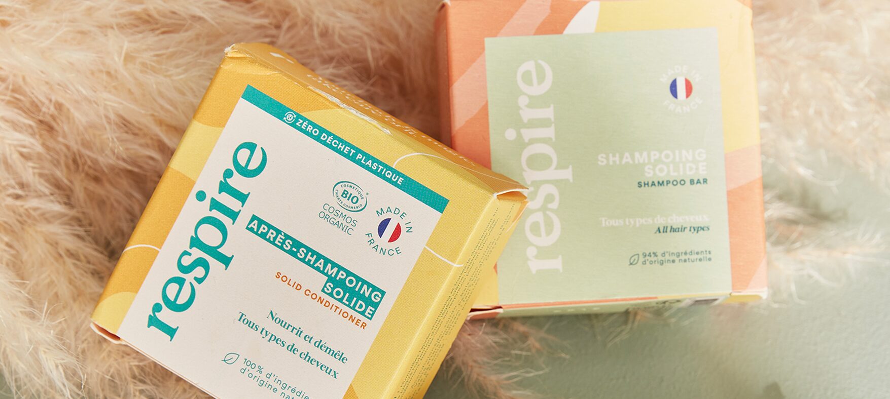Cosmétique solide shampoing et savon Respire
