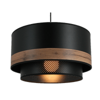 Suspension style industriel métal noir et bois