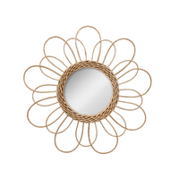 miroir en rotin forme fleur soleil